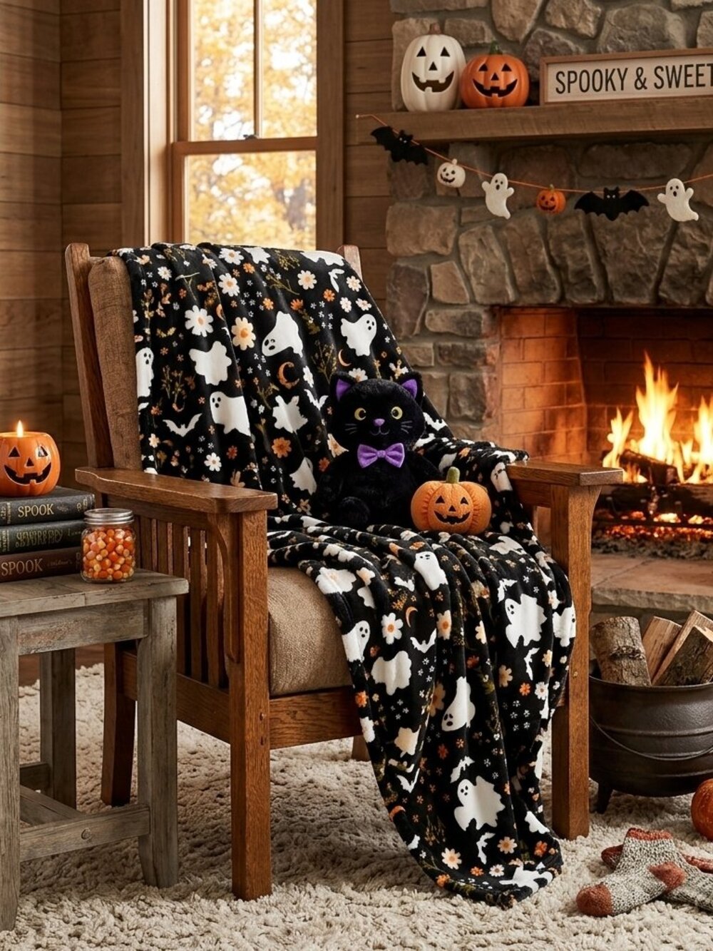 👻The Big One® Halloween Oversized Supersoft Plush Throw Blanket Peaceful Ghosts
